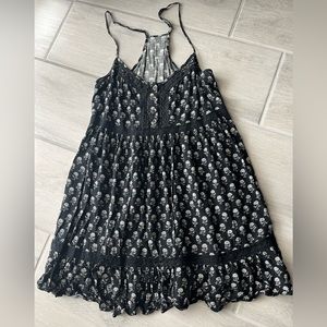 Black Floral Dress Short Beach Casual Women Backless Strappy Adjustable Petite